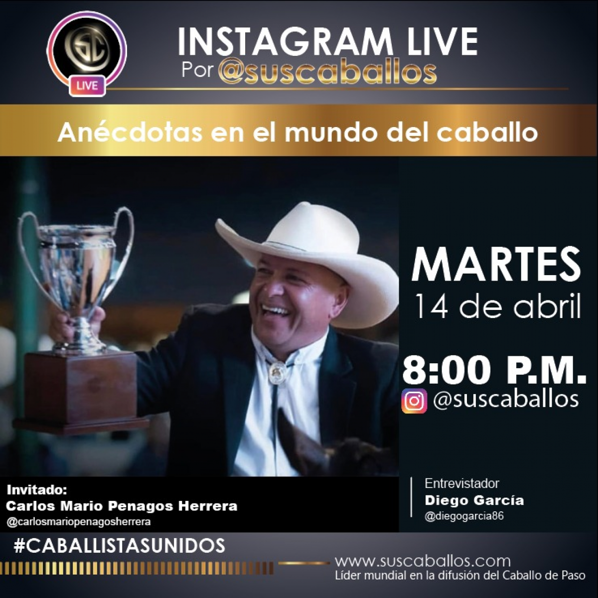 Instagram live de @suscaballos Con Carlos Mario P Herrera y Diego García 