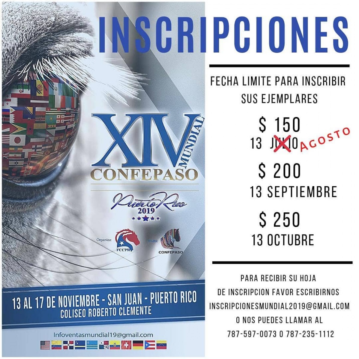 XIV Mundial De Caballos Confepaso - NUEVAS Fechas De Inscripciones!!
