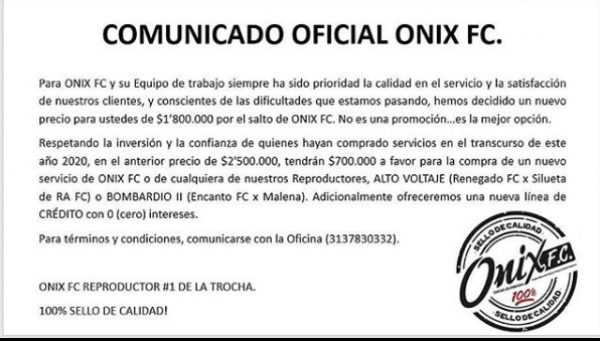 https://suscaballos.com/COMUNICADO OFICIAL ONIX FC