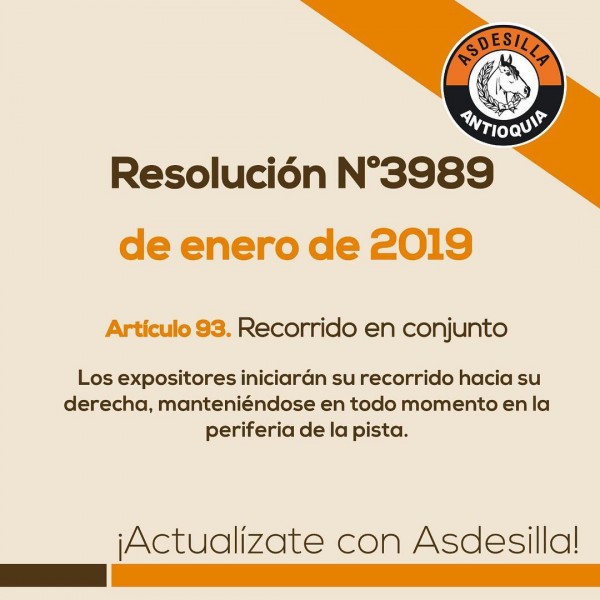 https://suscaballos.com/Articulo 93: Recorrido en Conjunto, Resolución de Enero del 2019