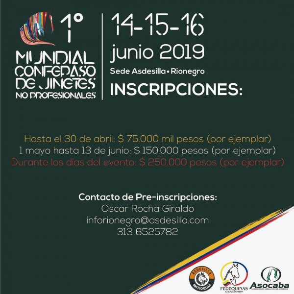 https://suscaballos.com/Inscripciones para la 1ra Mundial de Jinetes No Profesionales, Junio 14- 16